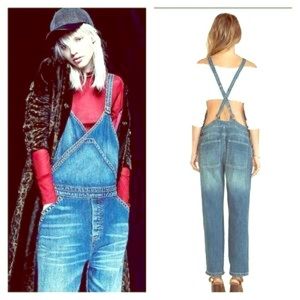 Free People surplus denim overalls v-front 29